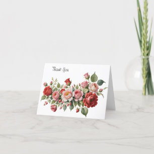 Carte De Remerciements Roses rouges et roses