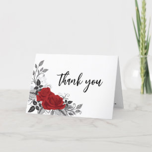 Carte De Remerciements Roses rouges romantiques entrelacées