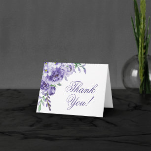 Carte De Remerciements Roses violets   Elégante aquarelle florale Boho