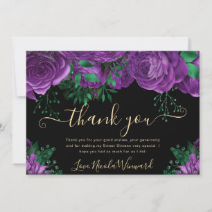 Carte De Remerciements Roses Violettes Aquarelle Sweet 16