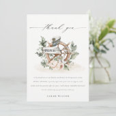 Carte De Remerciements Roue d'ancre nautique feuillage floral mariage (Debout devant)