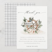 Carte De Remerciements Roue d'ancre nautique feuillage floral mariage (Devant / Derrière)