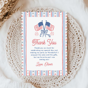 Carte De Remerciements Rouge, Blanc & Bleu 4 juillet 1er Anniversaire