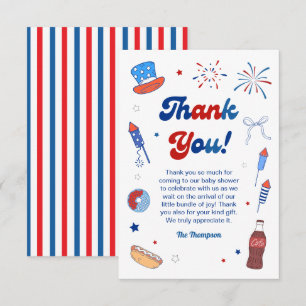 Carte De Remerciements Rouge Blanc et Fête Prénatale