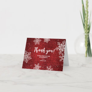 Carte De Remerciements Rouge Blanc Flocon de Neige en Velours Mariage d'H