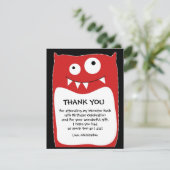 Carte de remerciements rouge de coup de monstre (Debout devant)