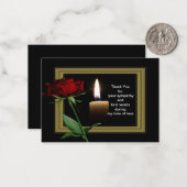 Carte de remerciements rouge de deuil (Devant/Arrière en situation)