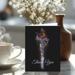 Carte De Remerciements Rouge Dragon épée Noire