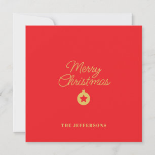 Carte De Remerciements Rouge Éclatant & Couleurs Dorées Joyeux Noël