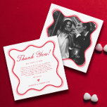 Carte De Remerciements Rouge et blanc ondulé couleur Mariage funky<br><div class="desc">Célébrez votre journée spéciale avec nos Cartes de Remerciements Personnalisées Mariage Eclectique Rouge et Rose. Parfaites pour un thème mariage rouge et rose ou un thème mariage rose et rouge, ces cartes combinent le charme mariage rétro à une atmosphère mariage branchée. Express votre gratitude avec personnalisation mariage remerciez le libellé...</div>