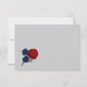 Carte De Remerciements rouge et bleu marine fleurs gris feuille (Dos)