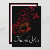 Carte de remerciements rouge floral (Devant / Derrière)