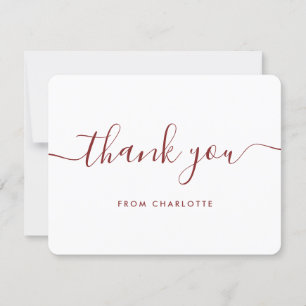 Carte De Remerciements Rouge Minimaliste Script Anniversaire Mariage Bain