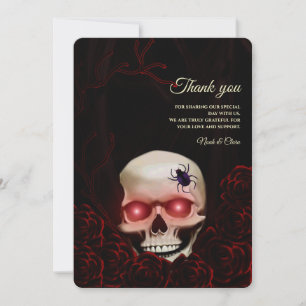 Carte De Remerciements Rouge Noir floral noir moody gothique crâne Hallow