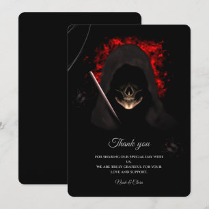 Carte De Remerciements Rouge Noir noir moody crâne gothique Halloween