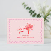 Carte De Remerciements Rouge Rose Fantaisiste Écriture Manuscrite (Debout devant)