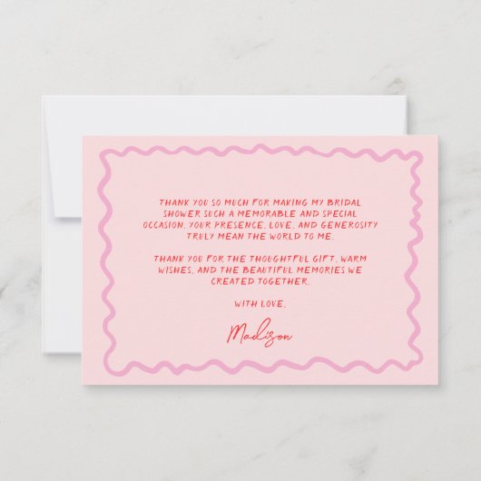 Carte De Remerciements Rouge Rose Fantaisiste Écriture Manuscrite (Dos)