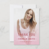 Carte De Remerciements Rouge rose moderne Typographie simple Diplôme phot (Devant)