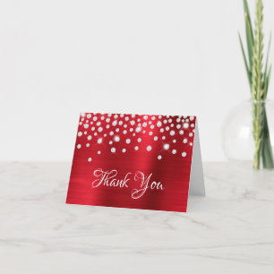 Carte De Remerciements Rouge Satin Gradient Huile Diamant Confetti