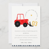 Carte De Remerciements Rouge vif Jaune Pelle Enfants Tout âge Anniversair (Devant)