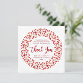 Carte De Remerciements Rouge Watercolor Wreath Entreprise Noël. (Debout devant)