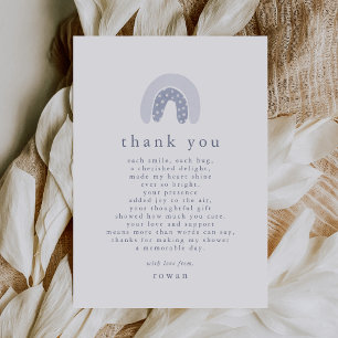 Carte De Remerciements ROWAN Unique Boy Blue Boho Rainbow Baby shower
