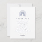 Carte De Remerciements ROWAN Unique Boy Blue Boho Rainbow Baby shower (Devant)