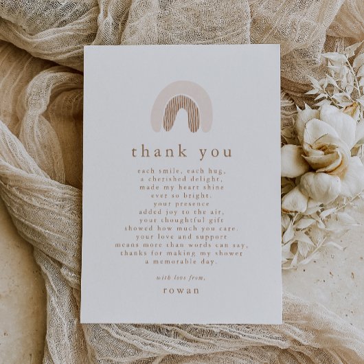 Carte De Remerciements ROWAN unique fille rose Boho Rainbow Baby shower