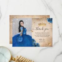 Royal Blue and Gold Quinceañera Photo Anniversaire