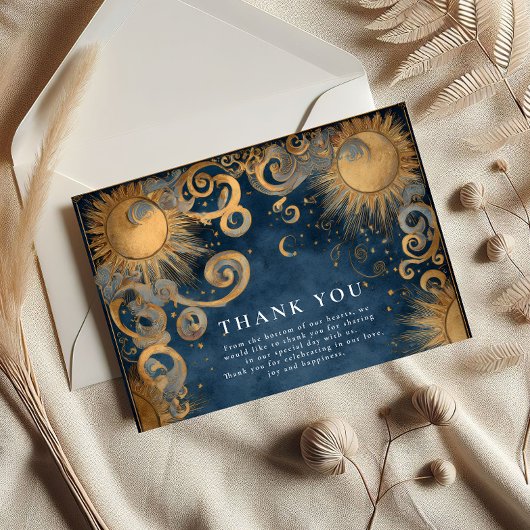 Carte De Remerciements Royal Blue Celestial Wedding