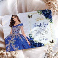Royal Blue Floral Quinceañera Papillons photo