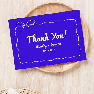 Carte De Remerciements Royal Blue moderne main Lettré Mariage lunaire