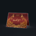 Carte De Remerciements Royal Burgundy Gold Peacock Wedding<br><div class="desc">Unique Design featuring Royal Burgundy Gradient background and abstract Gold Sparkling Peacocks for your special wedding event. C'est It qui veut le style de l'art de l'art. C'est différent ! Personalize with your own information. If you need to move the text, or change the size, font, or color, click Customize...</div>