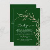 Carte De Remerciements Royal Green Minimal Arc Texte Script Funérailles M (Devant / Derrière)