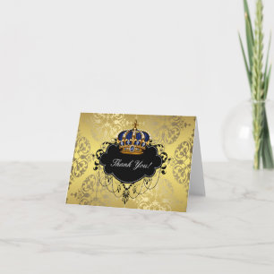 Carte De Remerciements Royal Navy Blue Gold Prince Crown Thank You Cards
