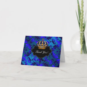 Carte De Remerciements Royal Navy Blue Gold Prince Crown Thank You Cards