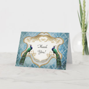 Carte De Remerciements Royal Peacock Blue Thank You Greeting Card