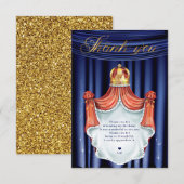 Carte De Remerciements Royal Prince Blue Gold (Devant / Derrière)