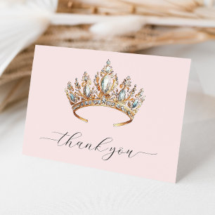 Carte De Remerciements Royal Princess Crown Girl Birthday Party