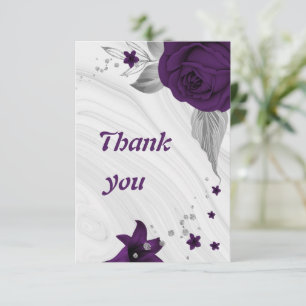 Carte De Remerciements royal violet gris argenté géométrique