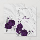 Carte De Remerciements royal violet gris argenté géométrique (Devant / Derrière)