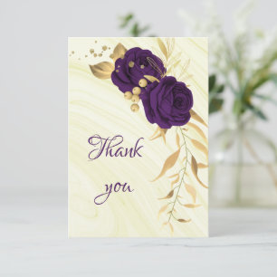 Carte De Remerciements royal violet or floral