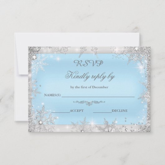 Carte De Remerciements Rsvp Silver Winter Wonderland Blue (Devant)