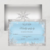 Carte De Remerciements Rsvp Silver Winter Wonderland Blue (Devant / Derrière)