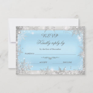 Carte De Remerciements Rsvp Silver Winter Wonderland Blue