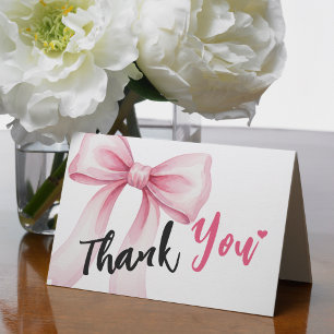 Carte De Remerciements Ruban à arc rose