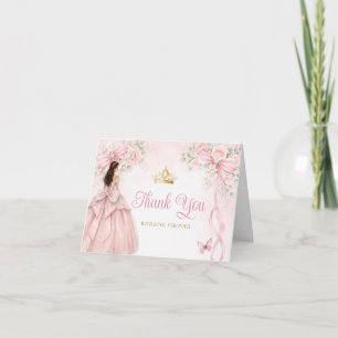 Carte De Remerciements Ruban à nœud floral rose pâle Quinceañera Floral