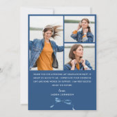 Carte De Remerciements Ruban bleu branché 4 PHOTO Graduation (Dos)