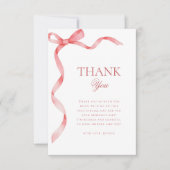 Carte De Remerciements Ruban de Coquette Rose Noeud Papillon Remerciement (Devant)