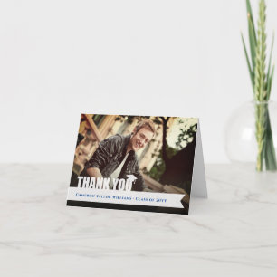 Carte De Remerciements Ruban de superposition blanc Casquette de remise d